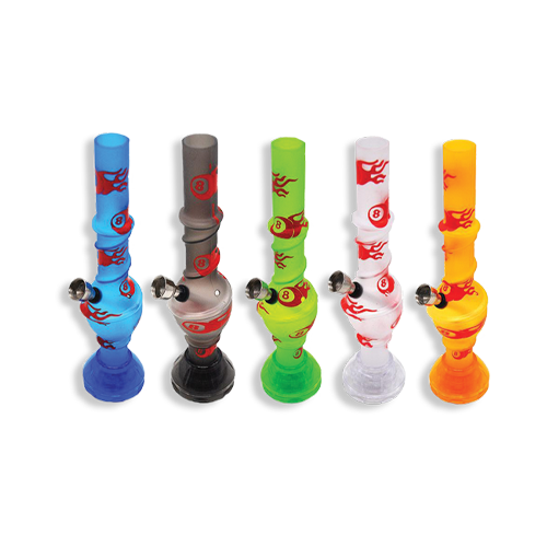 Bong - Acrylic With Grinder - Patterned/Clear - 16CM