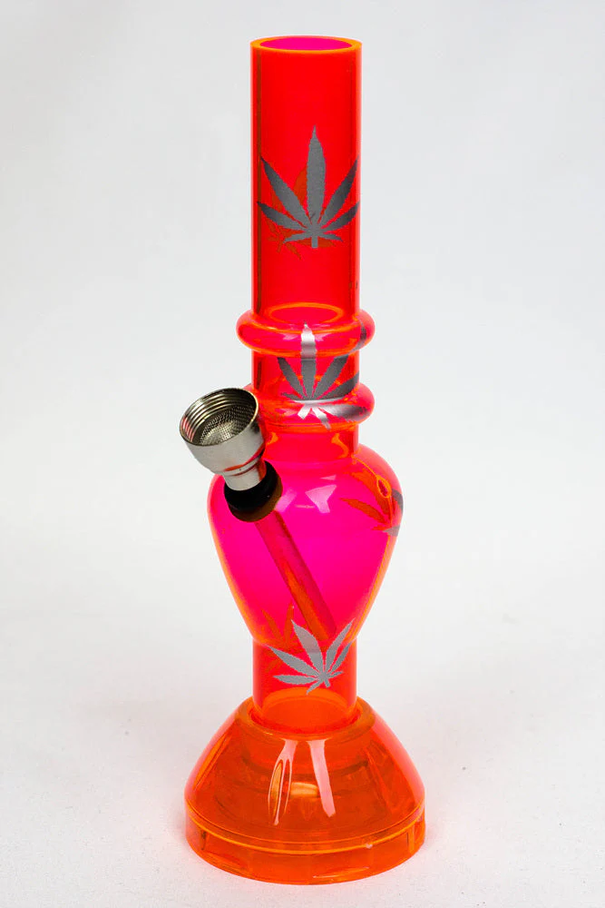 Bong - Acrylic With Grinder - Orange/Pink/Red - 16CM  