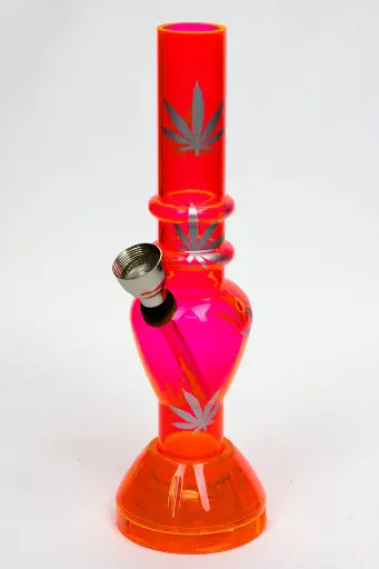 Bong - Acrylic With Grinder - Orange/Pink/Red - 16CM  